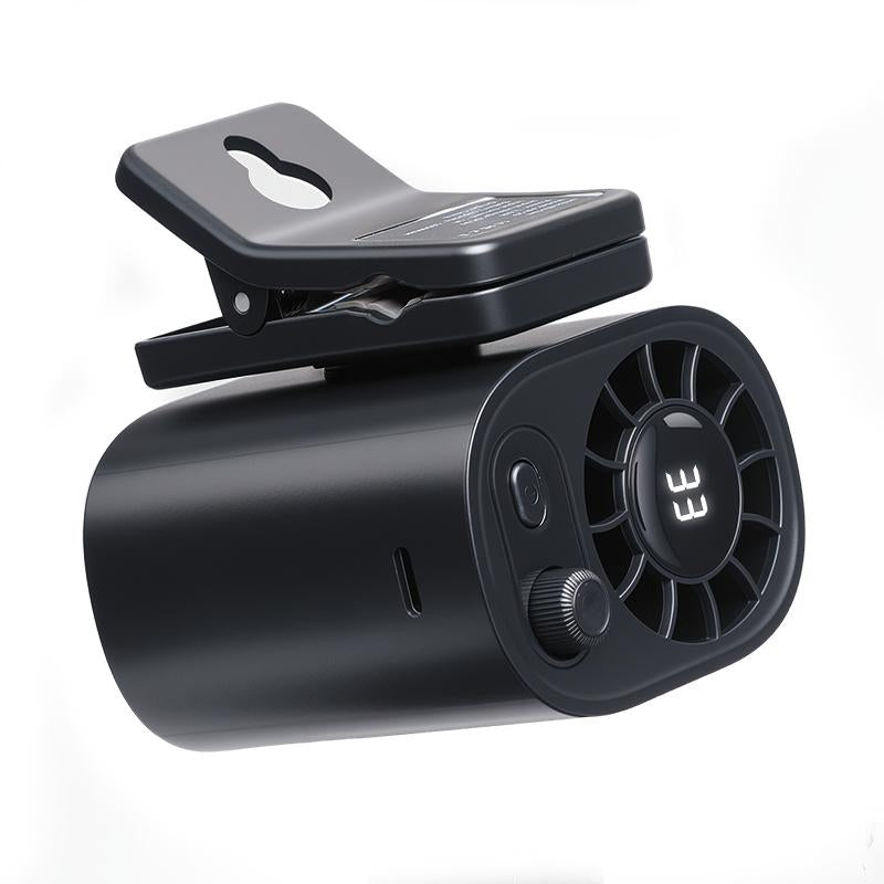 JOYTUTUS Car Clip on Fan with LED Display - 360° Rotation, 100 Speeds Adjustable, USB Rechargeable Personal Cooling Fan 1800Mah Battery