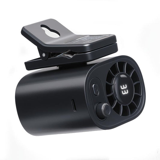JOYTUTUS Car Clip on Fan with LED Display - 360° Rotation, 100 Speeds Adjustable, USB Rechargeable Personal Cooling Fan 1800Mah Battery