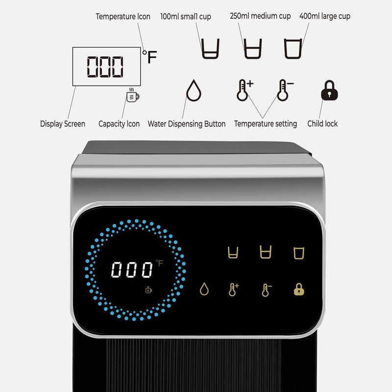 Susteas Instant Hot Water Dispenser with Five Temperature Settings, Three Capacity Options, 3L Tank, and Child Safety Lock